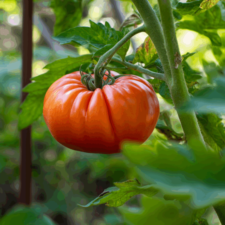 Determinate Beefsteak Tomato plant growing in a garden